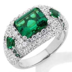 Jean Dousset 5.02ct Simulated Emerald Ring